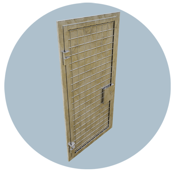 Дверь в КХО (дверной блок) с решетчатой дверью